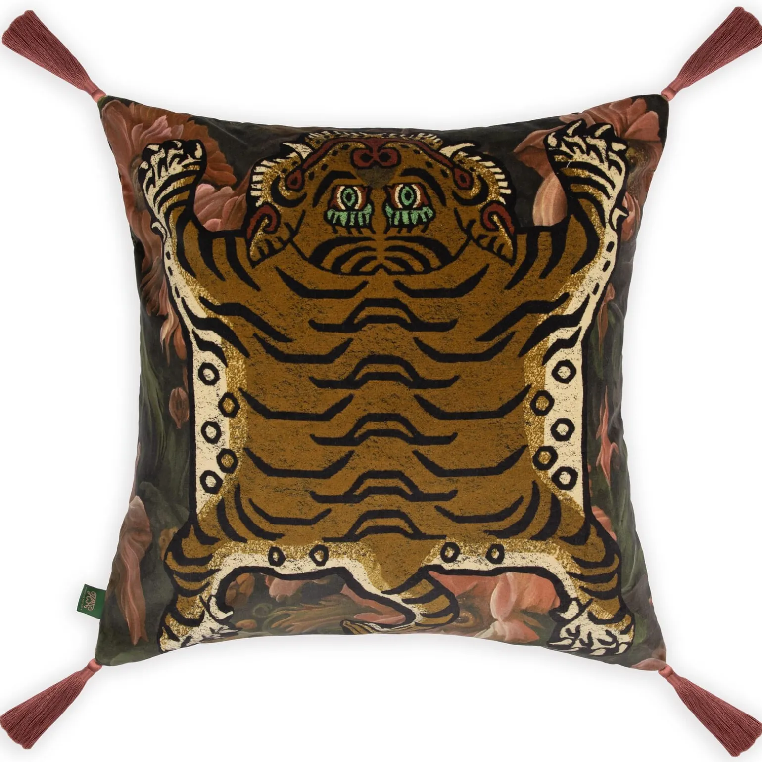 UMBRA SABER Large Tassel Velvet Cushion - Noir