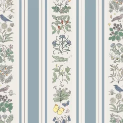 VOYSEY'S GARDEN Wallpaper - Off White & Ether Stripe