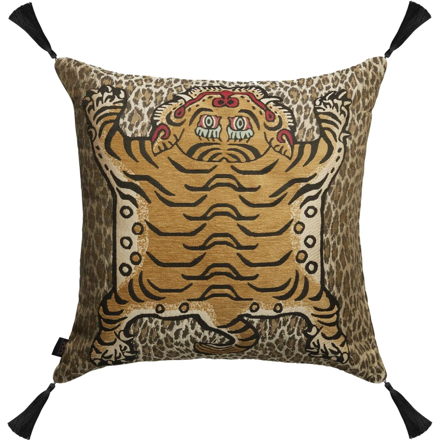 WILD SABER Large Tassel Jacquard Cushion - Butterscotch