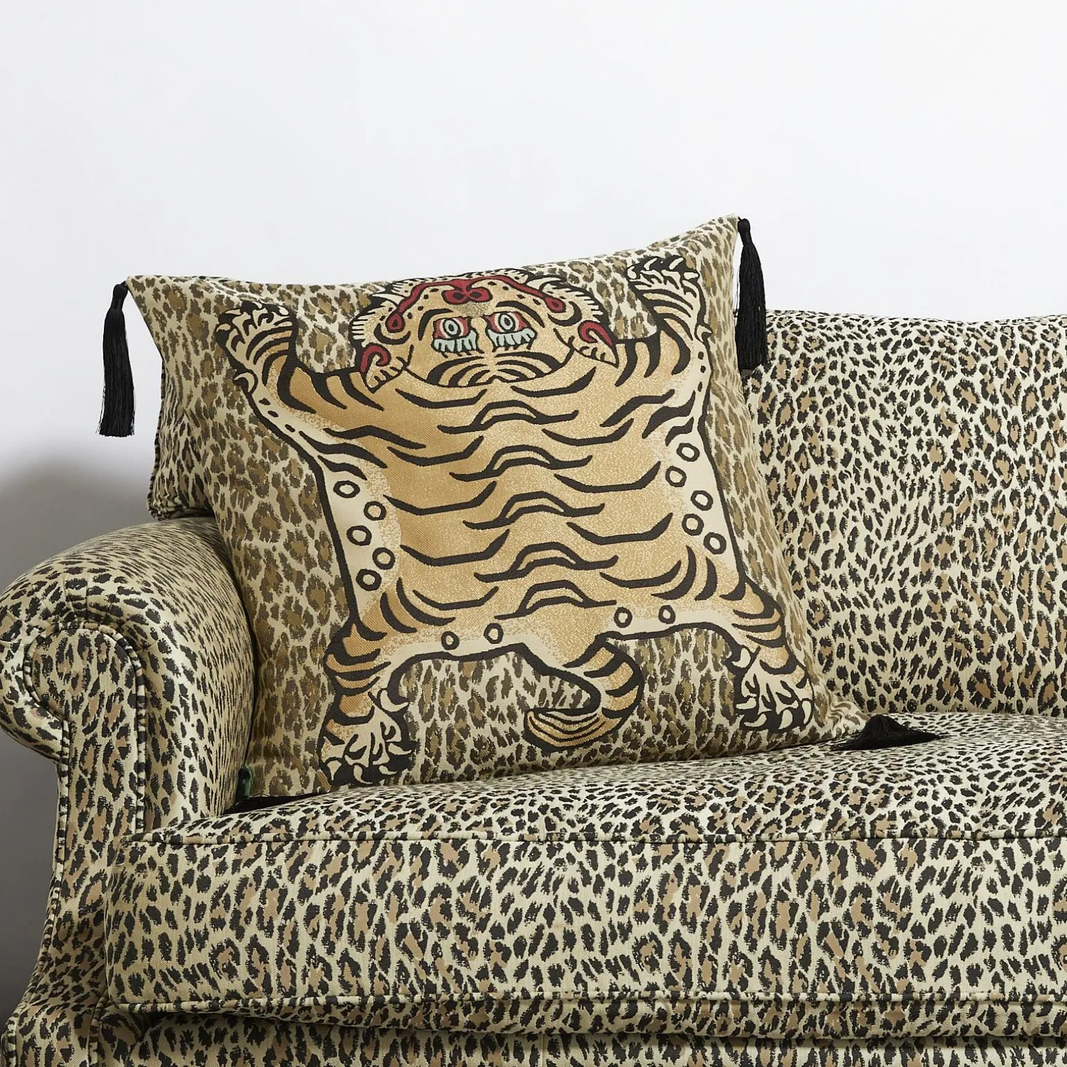 WILD SABER Large Tassel Jacquard Cushion - Butterscotch