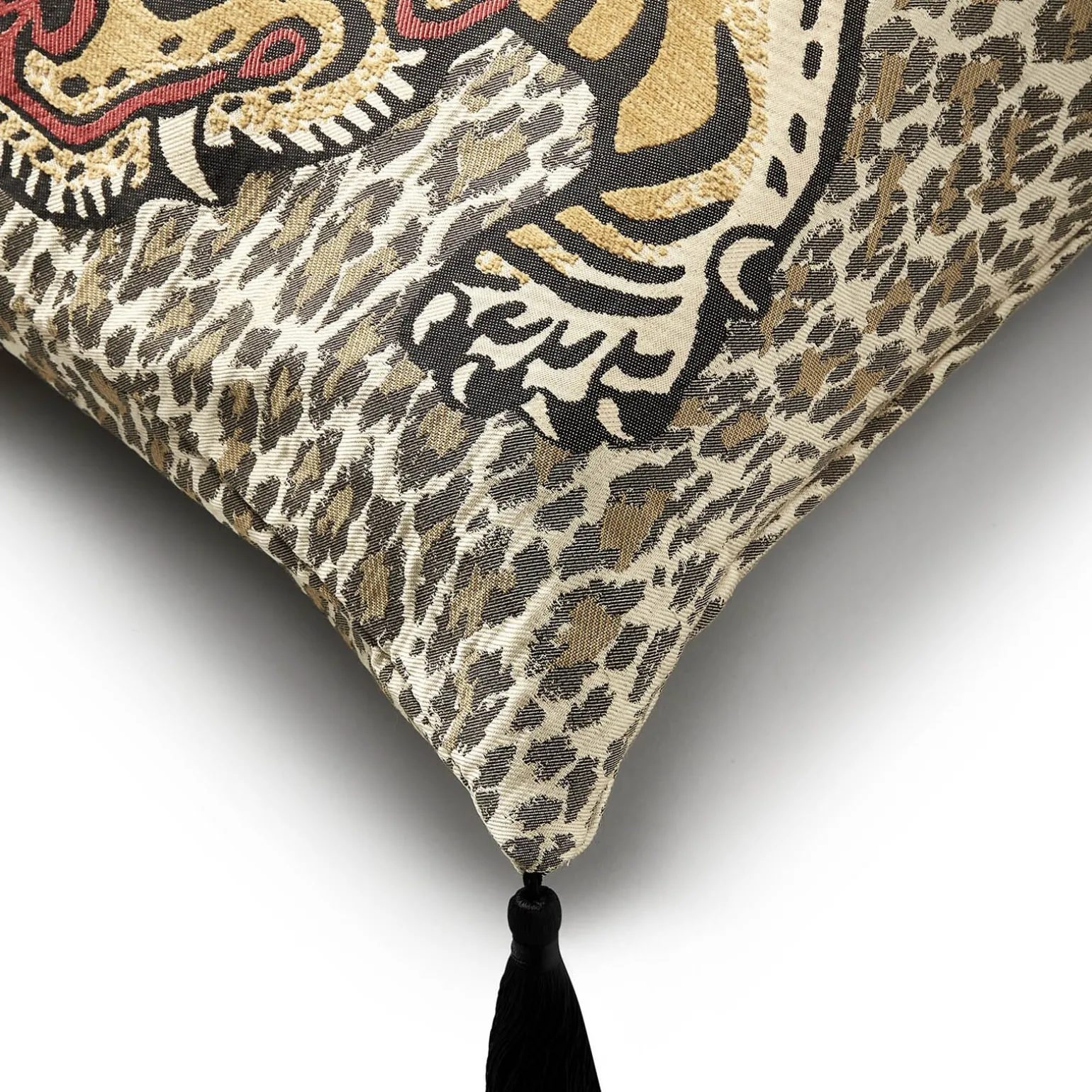 WILD SABER Large Tassel Jacquard Cushion - Butterscotch