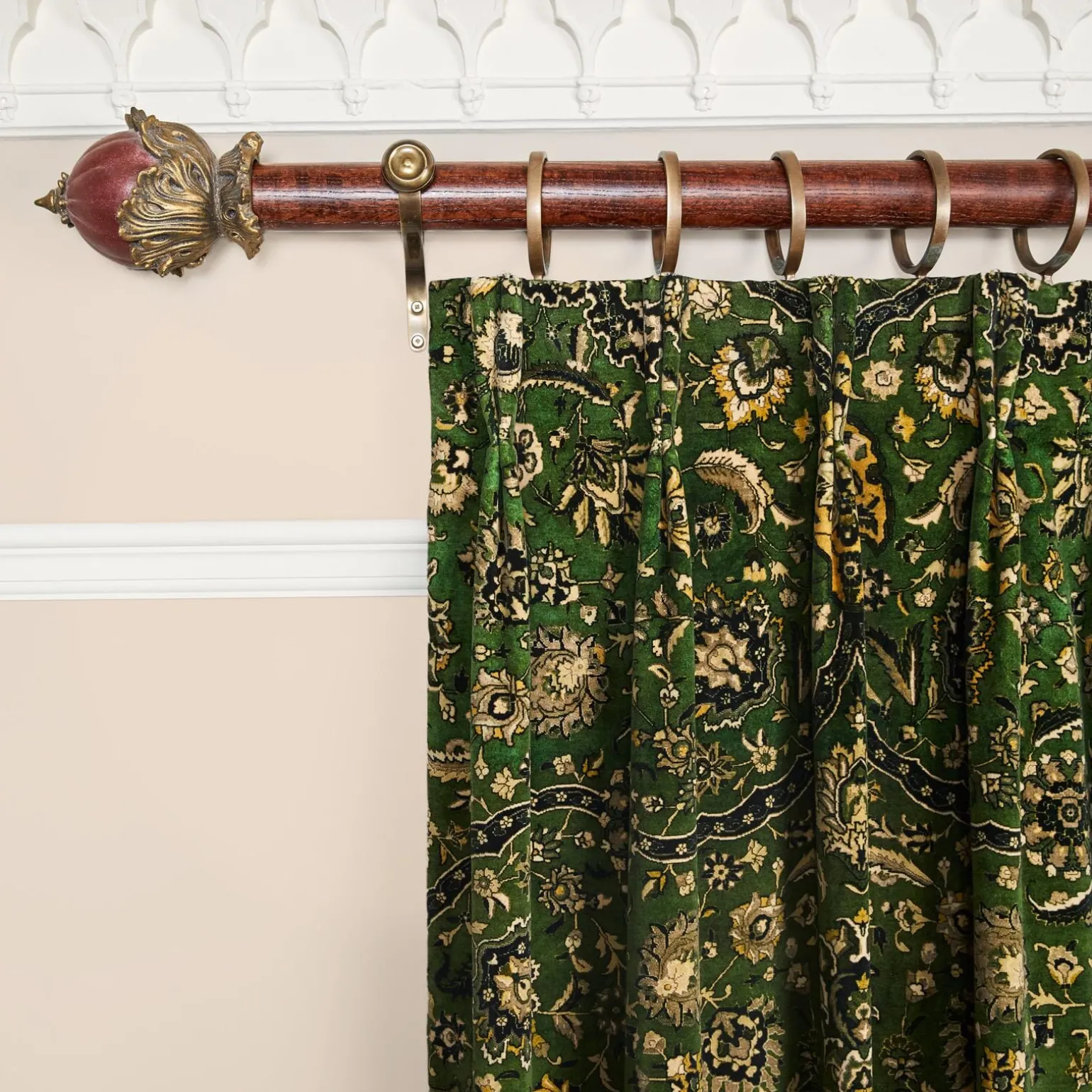 ZANJAN Velvet Curtain - Juniper Green