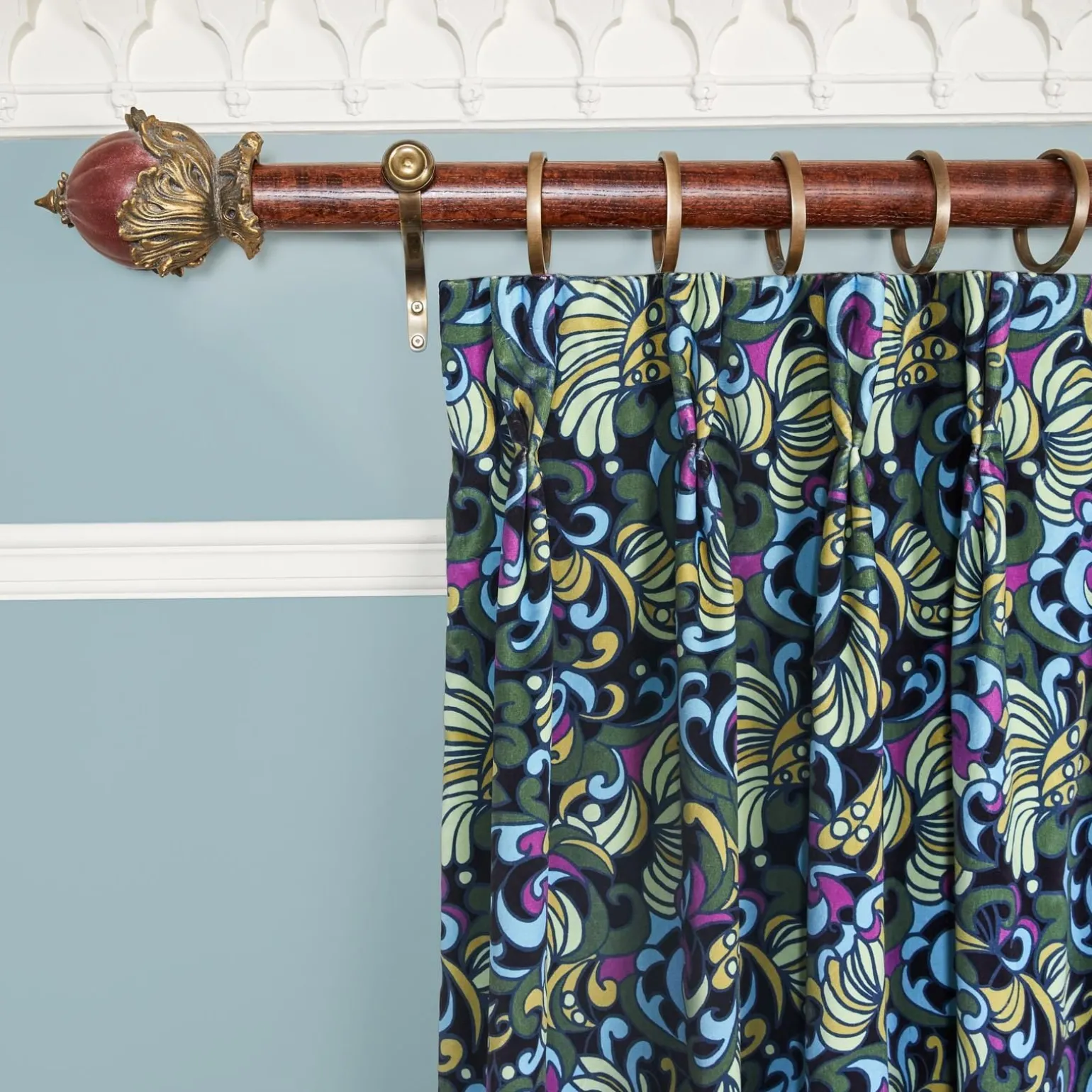 ZENNOR Velvet Curtain - Ocean